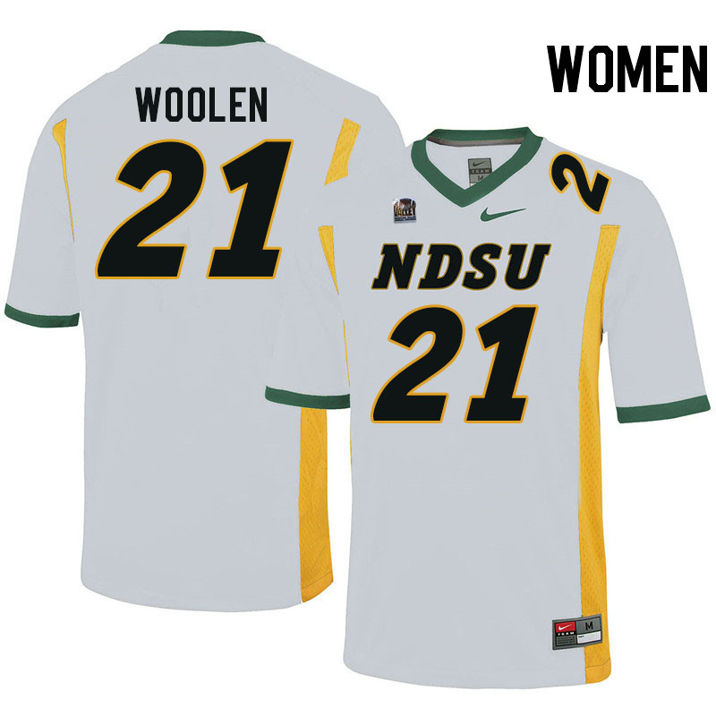 Women #21 Donovan Woolen North Dakota State Bison College Football Jerseys Stitched-White